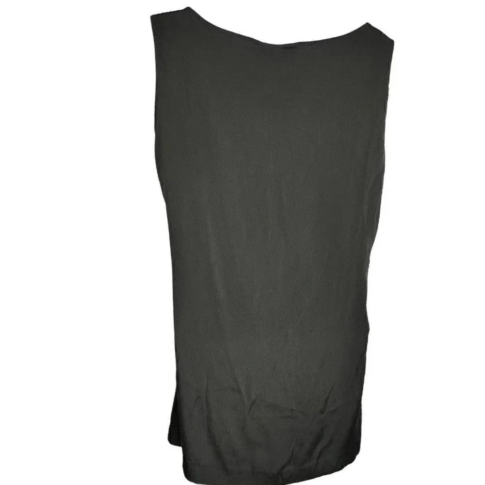 Tory Burch Top Women's 8 Black Silk Satin Sleeveless Redo Top